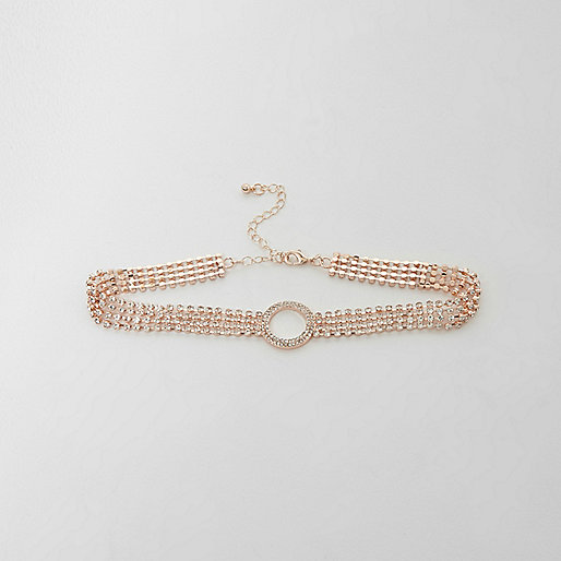 jacques-vertuk Rose gold cup chain pave circle detail choker 708747 women Jewellery Chokers