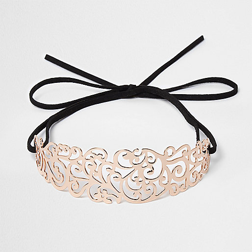 jacques-vertuk Rose gold filigree bow choker 701092 women Jewellery Chokers