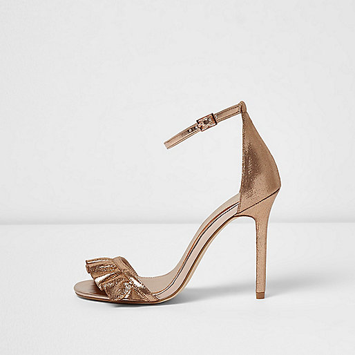 jacques-vertuk Rose gold frill strap barely there sandals 699969 women Shoes / Boots Sandals