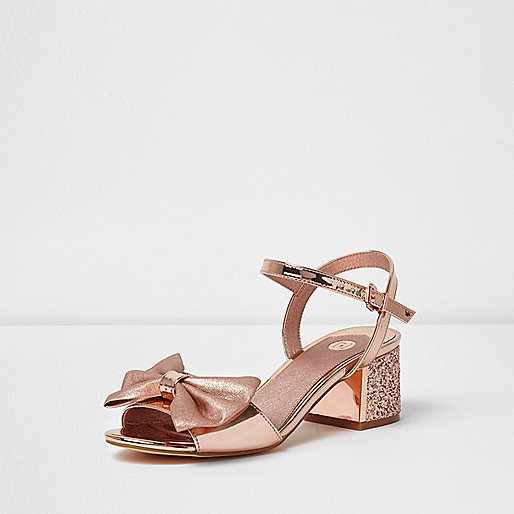 river island summer clothes,jacques-vertuk Shop Rose gold metallic bow block heel sandals women 705115