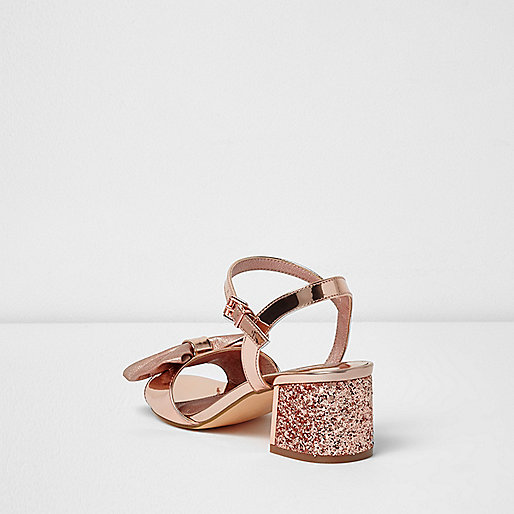 river island summer clothes,jacques-vertuk Shop Rose gold metallic bow block heel sandals women 705115