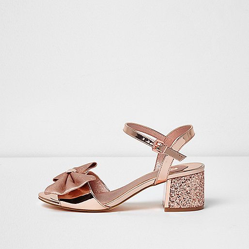 river island summer clothes,jacques-vertuk Shop Rose gold metallic bow block heel sandals women 705115