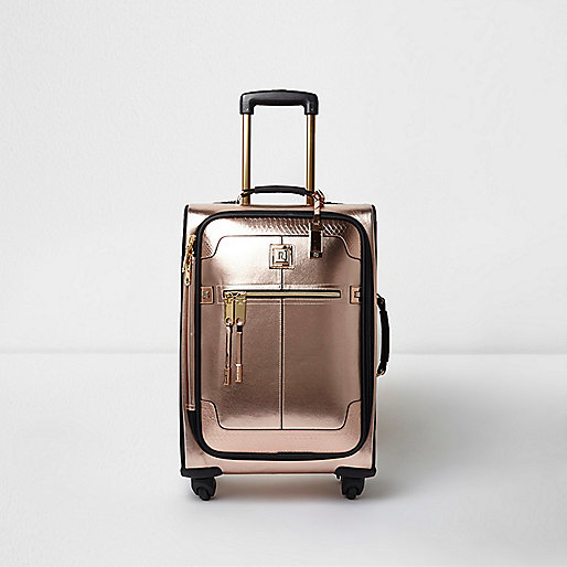 jacques-vertuk Rose gold metallic four wheel suitcase 701358 women Bags / Purses Suitcases