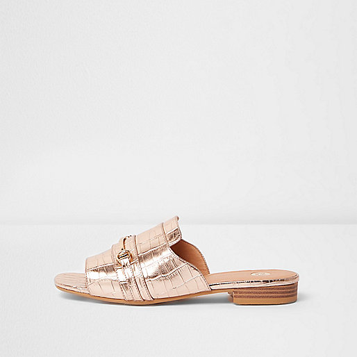 river island womens dresses sale,jacques-vertuk Online Rose gold metallic snaffle backless loafers women 698604