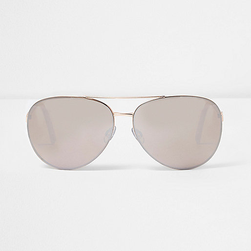 jacques-vertuk Rose gold tone aviator mirror lens sunglasses 694477 women Sunglasses Aviator Sunglasses