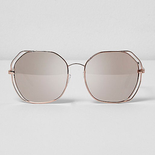 jacques-vertuk Rose gold tone cut out oversized sunglasses 703634 women Sunglasses Oversized Sunglasses