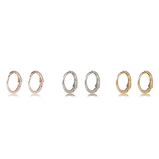 jacques-vertuk Rose gold tone hoop earrings pack 688221 women Jewellery Earrings