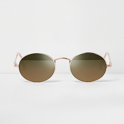 jacques-vertuk Rose gold tone oval mirror sunglasses 708511 women Sunglasses Oversized Sunglasses