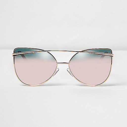 jacques-vertuk Rose gold tone pink mirror sunglasses 704067 women Sunglasses Oversized Sunglasses