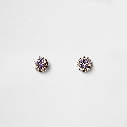 jacques-vertuk Rose gold tone purple rhinestone stud earrings 707388 women Jewellery Earrings