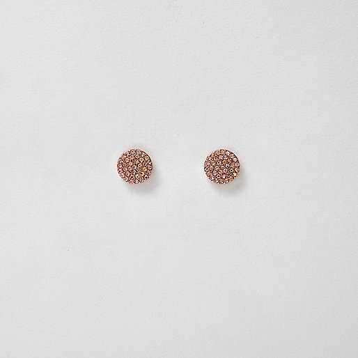 jacques-vertuk Rose gold tone rhinestone circle stud earrings 704858 women Jewellery Earrings