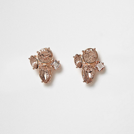 ladies handbags at river island,jacques-vertuk Stores Rose gold tone rhinestone cluster stud earrings women 708825