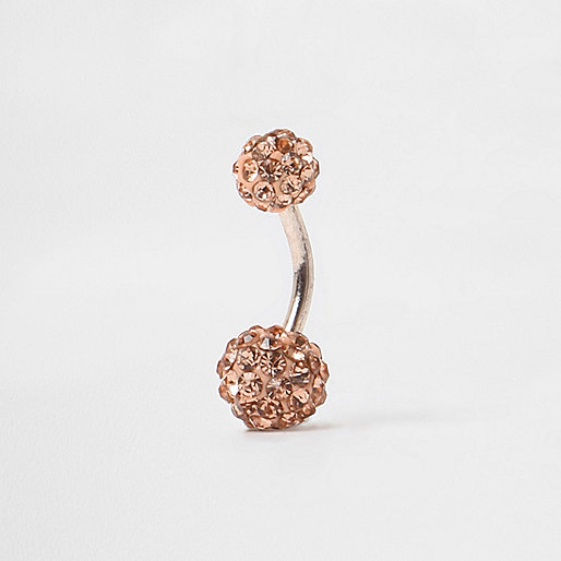 jacques-vertuk Rose gold tone rhinestone encrusted belly bar 705493 women Jewellery Body Jewellery & Harnesses