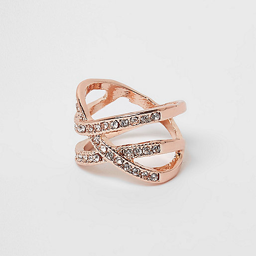 river island mini me sale,jacques-vertuk Online Rose gold tone rhinestone encrusted cross ring women 701172