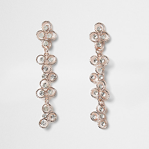 jacques-vertuk Rose gold tone rhinestone flower drop earrings 700555 women Jewellery Earrings