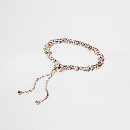 jacques-vertuk Rose gold tone rhinestone lariat bracelet 701448 women Jewellery Bracelets