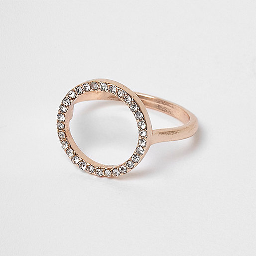 jacques-vertuk Rose gold tone rhinestone pave circle ring 704452 women Jewellery Rings