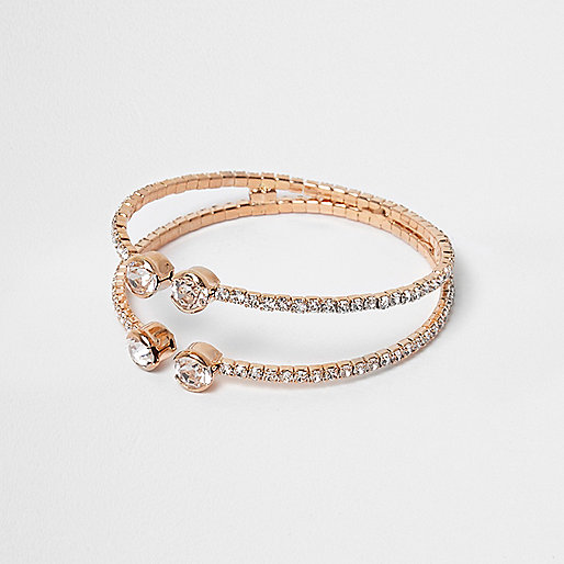 jacques-vertuk Rose gold tone rhinestone pave cuff bracelet 706089 women Jewellery Bracelets