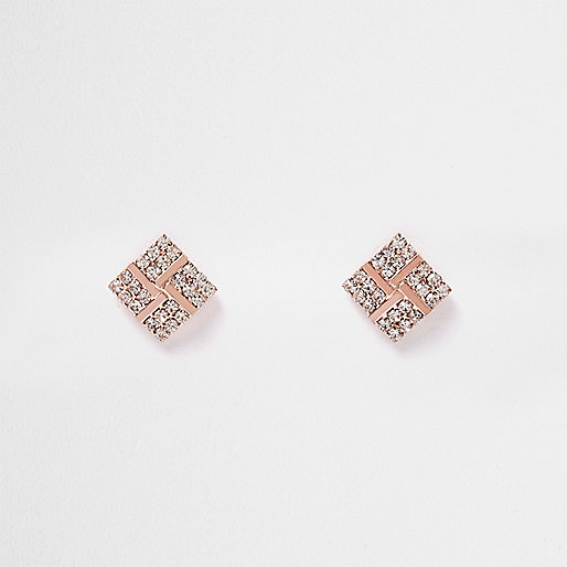 river island flat mules,jacques-vertuk Outlet Rose gold tone rhinestone stud earrings women 691438