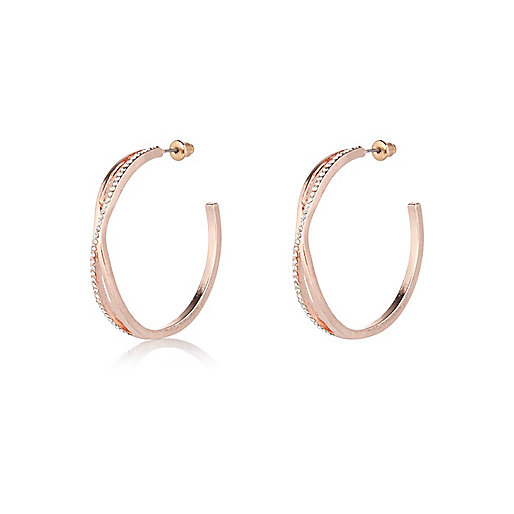 jacques-vertuk Rose gold tone twist hoop earrings 681906 women Jewellery Earrings