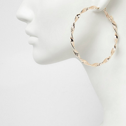 river island christmas party wear,jacques-vertuk R Rose gold tone twist hoop earrings Earrings Jewelry women