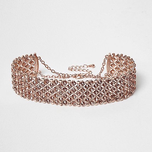 river island clearance store,jacques-vertuk Sold Out Items Rose gold tone wide rhinestone choker Chokers Jewelry women