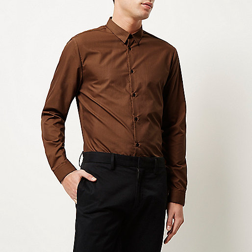 river island flared jeans petite,jacques-vertuk New Arrivals Rust brown stretch slim shirt Shirts Sale men