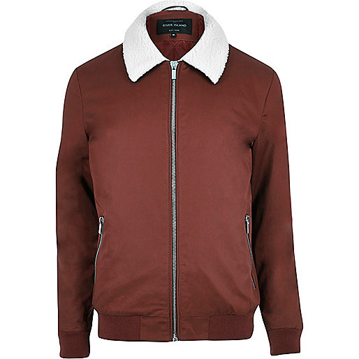 jacques-vertuk Rust fleece collar harrington jacket 295539 men Coats / Jackets