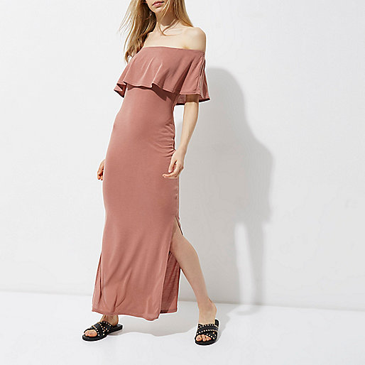 river island pink top sale,jacques-vertuk In Store Rust frill bardot split skirt maxi dress Dresses Sale women