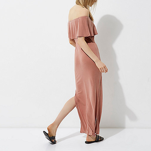 river island pink top sale,jacques-vertuk In Store Rust frill bardot split skirt maxi dress Dresses Sale women