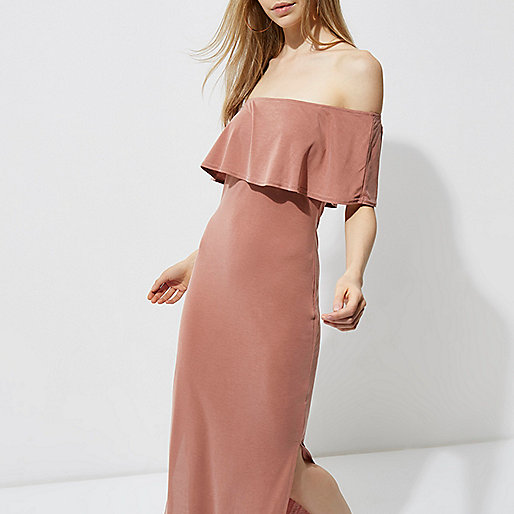 river island pink top sale,jacques-vertuk In Store Rust frill bardot split skirt maxi dress Dresses Sale women