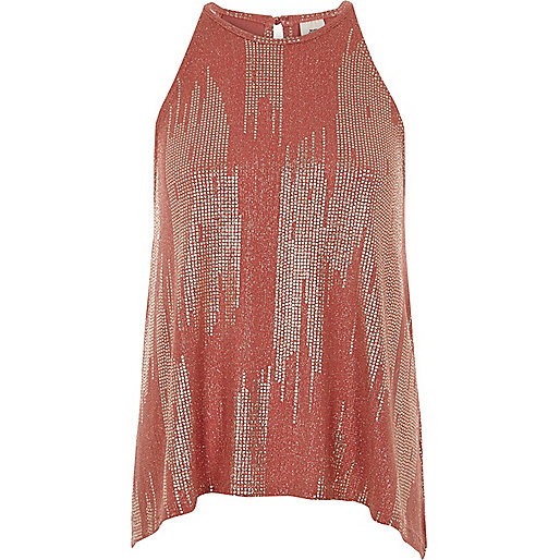 jacques-vertuk Rust metallic sleeveless trapeze top 706461 women Tops Cami / Sleeveless Tops