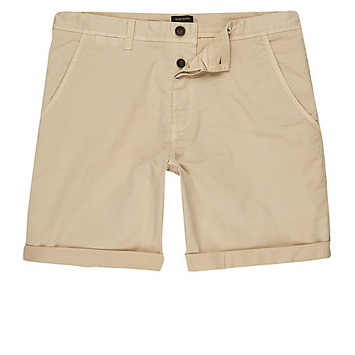 jacques-vertuk Sand brown rolled hem chino shorts 303378 men Shorts Smart Shorts