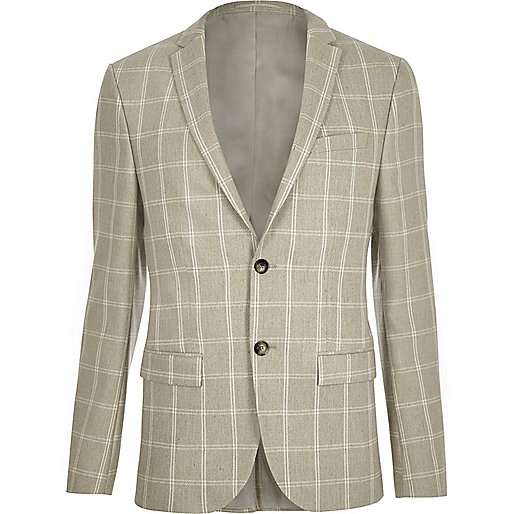 jacques-vertuk Sand check skinny fit suit jacket 300477 men Suits Suit Jackets