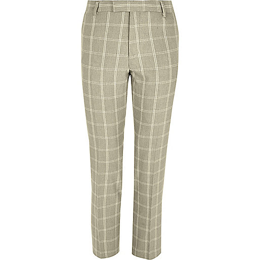 jacques-vertuk Sand check skinny fit suit pants 300478 men Suits Suit Trousers