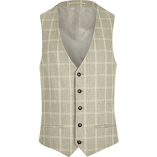 jacques-vertuk Sand check suit vest 300479 men Suits Waistcoats