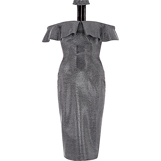 jacques-vertuk Silver choker bardot bodycon midi dress 702666 women Dresses