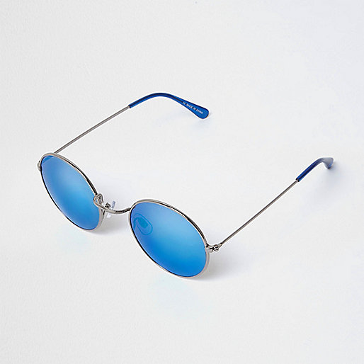 sale river island womens,jacques-vertuk UK Sale Silver circle lens blue mirror sunglasses men 298649