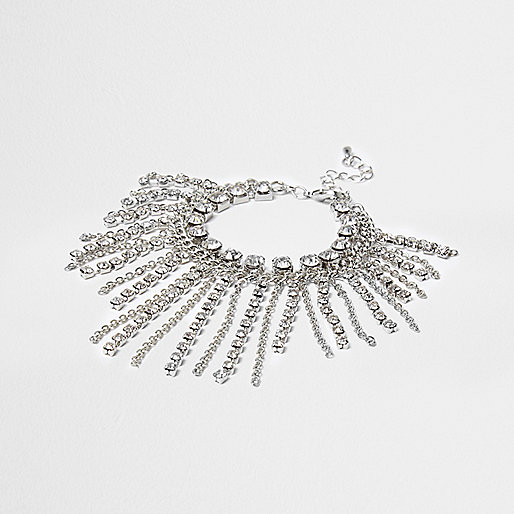 jacques-vertuk Silver cup chain tassle rhinestone bracelet 705010 women Jewellery Bracelets