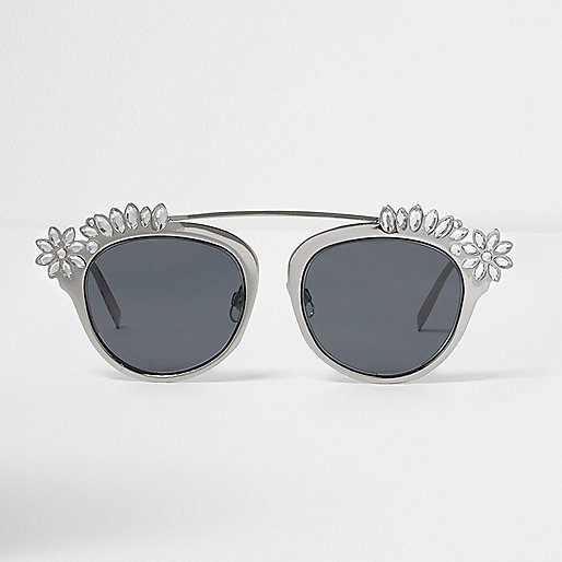 river island puffer jackets,Shopping jacques-vertuk Silver embellished smoke lens sunglasses Oversized Sunglasses Sunglasses women