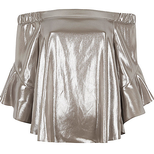 jacques-vertuk Silver foil bardot bell sleeve top 704578 women Tops