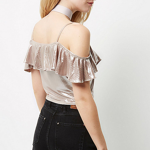 green bag river island,jacques-vertuk Ireland Silver frill cold shoulder crop top women 690623