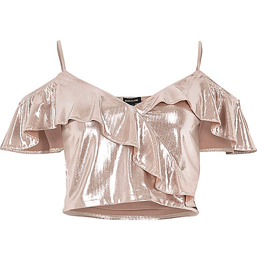 jacques-vertuk Silver frill cold shoulder crop top 690623 women Tops