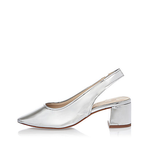 jacques-vertuk Silver leather slingback pumps 689004 women RI Limited Edition