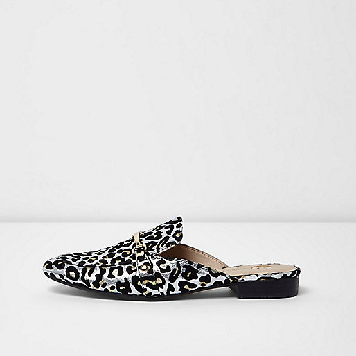 jacques-vertuk Silver leopard print backless loafers 698854 women Shoes / Boots