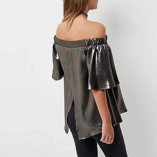 riverislandbags,jacques-vertuk In Store Sale Silver metallic bardot top Tops Sale women