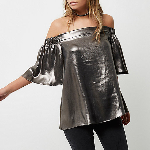 riverislandbags,jacques-vertuk In Store Sale Silver metallic bardot top Tops Sale women