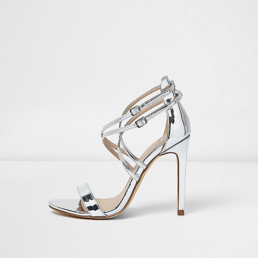 jacques-vertuk Silver metallic barely there strappy heels 695821 women Shoes / Boots