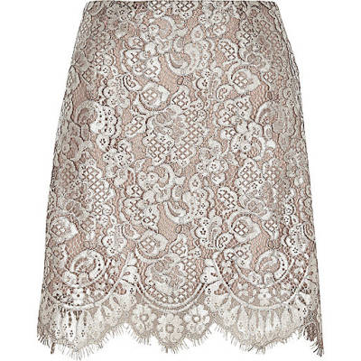 jacques-vertuk Silver metallic lace mini skirt 709530 women Skirts Mini Skirts