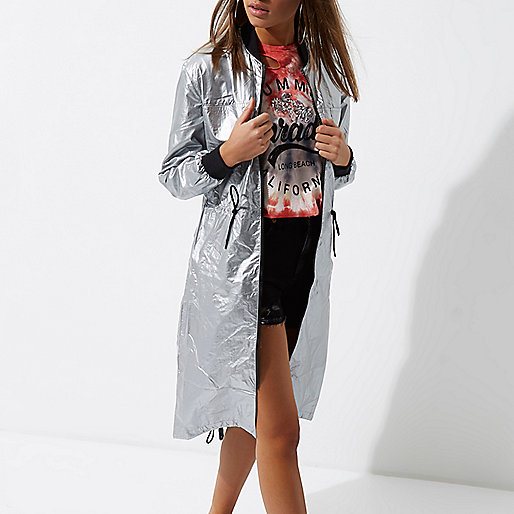 orange cape dress river island,jacques-vertuk Stores Europe Silver metallic longline anorak jacket Coats / Jackets Sale women